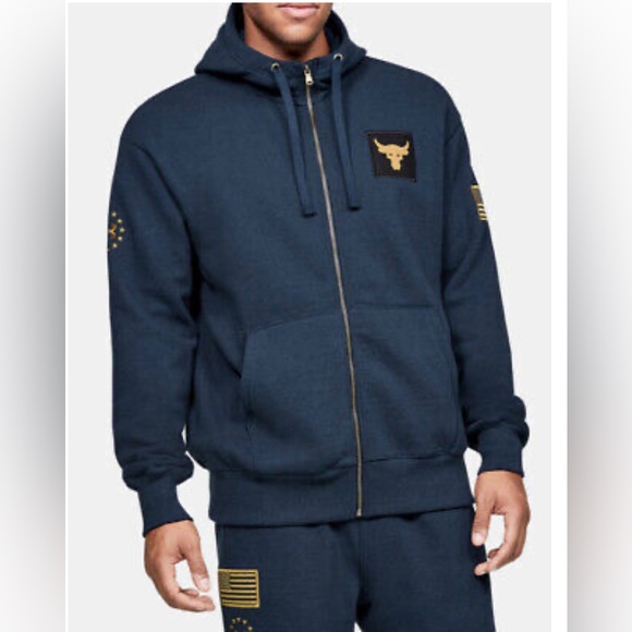 Under Armour Other - NWT Under Armour Freedom Project Rock Full Zip Jacket Hoodie 1346104 Navy XL